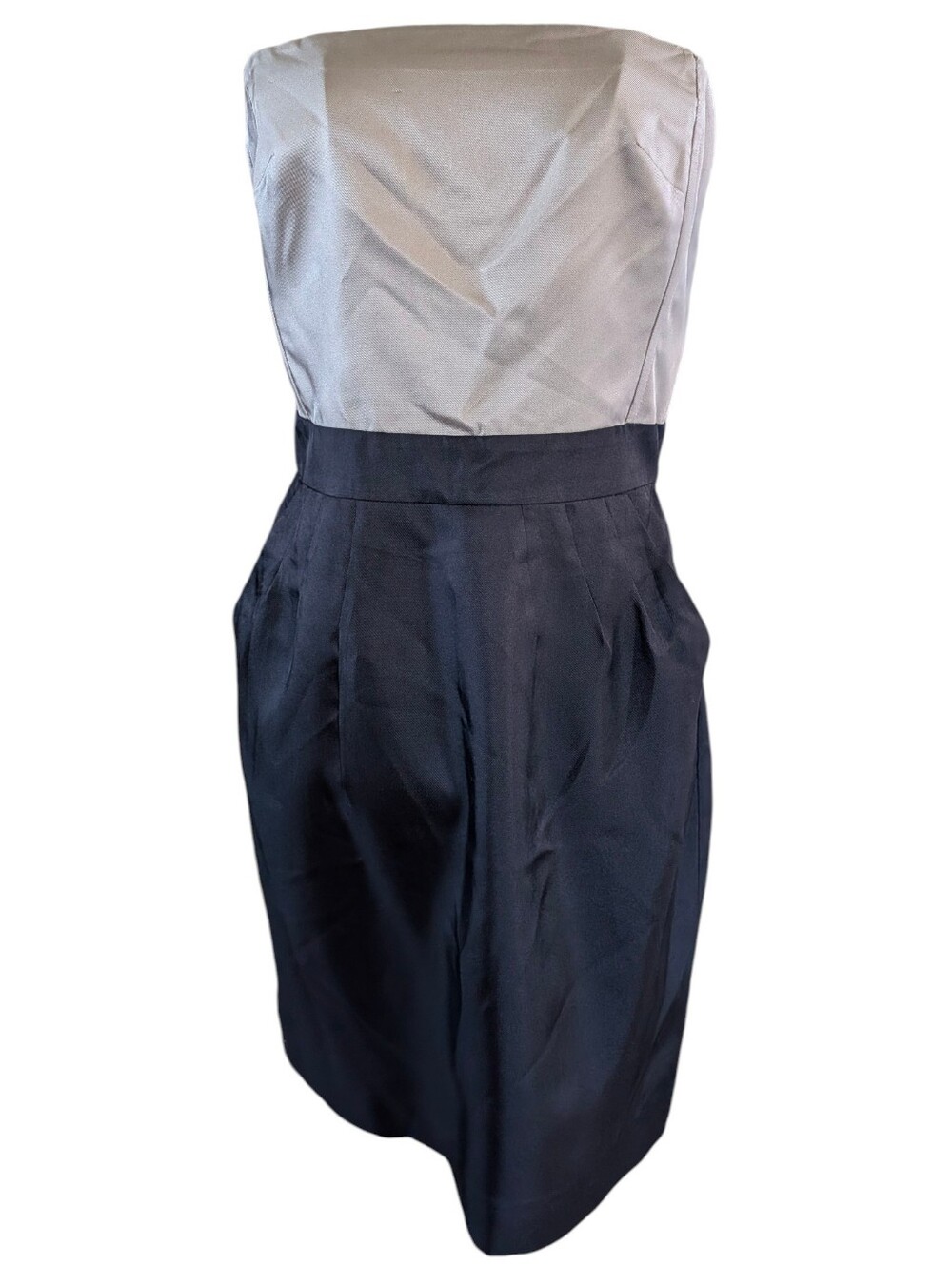Banana Republic 100% Silk Strapless Colorblock Dress Pockets Size 4